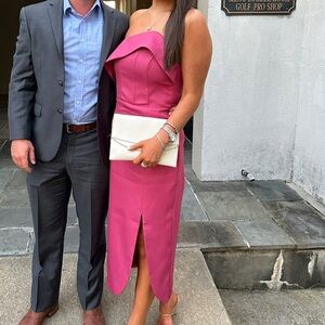 Elliatt Fuchsia Strapless Dress with Front Slit